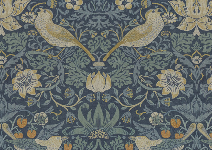 William Morris At Home Strawberry Thief, Woad - Roman Blind - Image 7